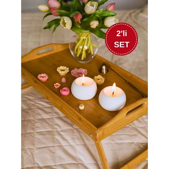 Minimal Beton Mumluk 2’li Set – El Yapımı Dekoratif Tealight Mumluk ürün görseli 1