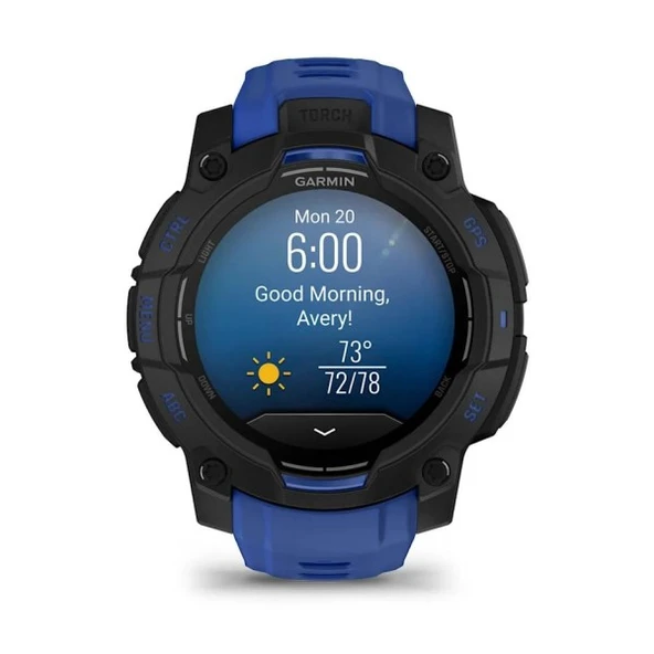 Garmin Instınct3 45mm,AMOLED Blackwith Bolt Blue B - Resim 8