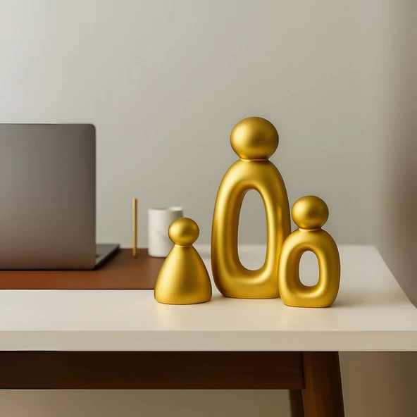 3’lü Set Soyut Aile Figürü – Modern Dekoratif Heykel ürün görseli 1