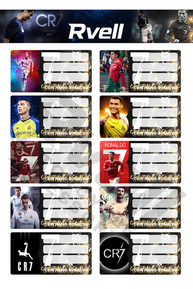 RVELL İSİM ETİKETİ RONALDO DESENLİ 20 ADET 017 ürün görseli 1