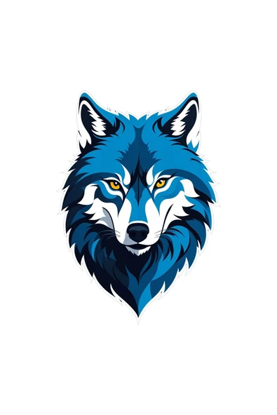 Rvell Mavi Kurt Desenli Araba , Motosiklet ve Laptop Sticker 15x15cm ürün görseli 1