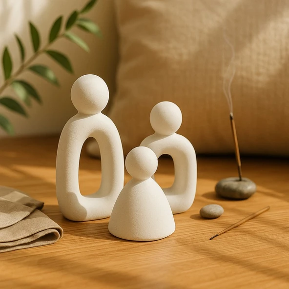 3’lü Set Soyut Aile Figürü – Modern Dekoratif Heykel ürün görseli 1