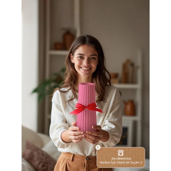 Modern Dekoratif Vazo – Minimalist Tasarım, 18  cm  , Çok Amaçlı Dekoratif Vazo (Renk Seçenekli) Özel Üretim ürün görseli 1