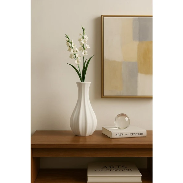 Dalgalı Form Minimal Vazo – Modern Dekoratif Obje - Resim 3