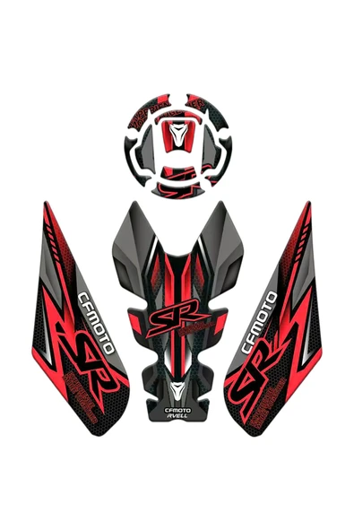 Rvell CF Moto 250SR ( 2020-2024 ) Uyumlu Tank Pad Set Kırmızı ürün görseli 1