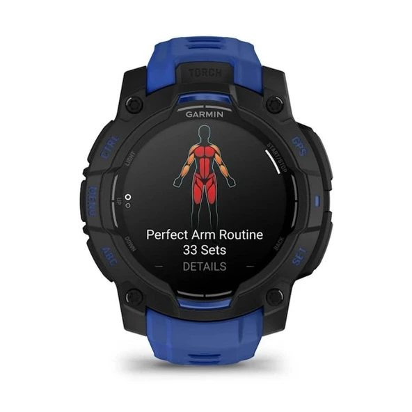 Garmin Instınct3 45mm,AMOLED Blackwith Bolt Blue B - Resim 3