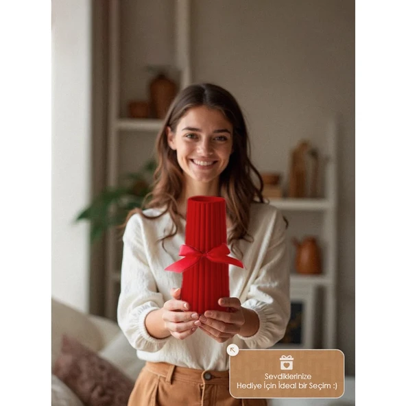 Modern Dekoratif Vazo – Minimalist Tasarım, 18  cm  , Çok Amaçlı Dekoratif Vazo (Renk Seçenekli) Özel Üretim ürün görseli 1
