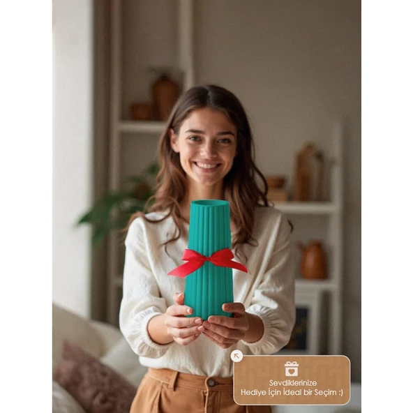 Modern Dekoratif Vazo – Minimalist Tasarım, 18  cm  , Çok Amaçlı Dekoratif Vazo (Renk Seçenekli) Özel Üretim ürün görseli 1