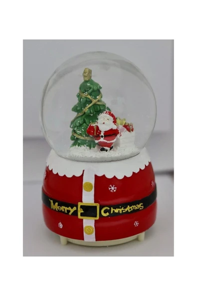 Yılbaşı Özel Renkli Işıklı Müzikli Kar Orta Boy Kar Küresi Noel Baba Küre ürün görseli 1