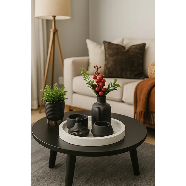 Siyah & Beyaz Modern Seramik 6 Parça Dekor Seti – Minimalist ve Şık Tasarım ürün görseli 1