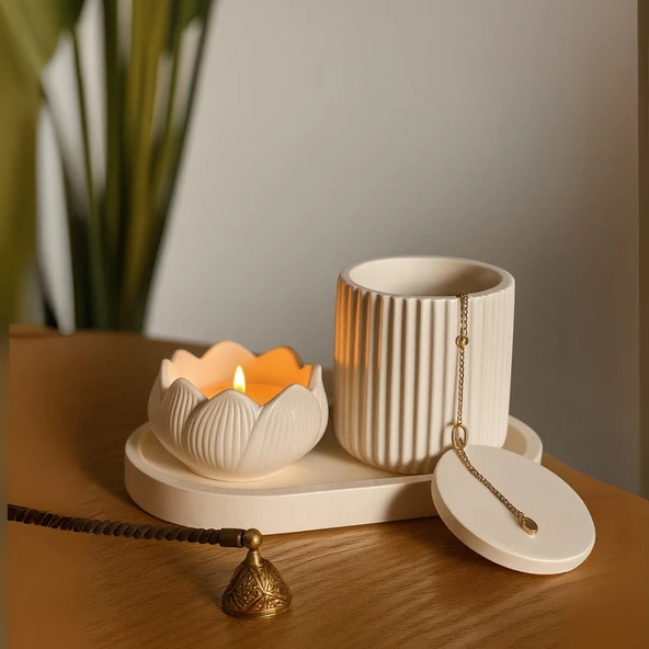 Lotus Form Dekoratif Set – Minimalist & Şık Tasarım (4 Parça) ürün görseli 1