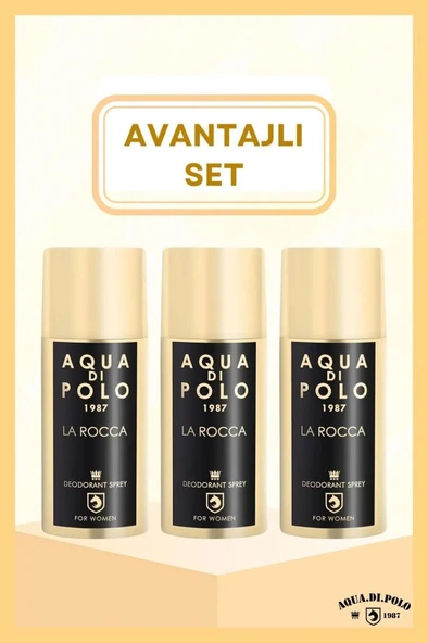 Aqua Di Polo 1987 La Rocca Parfümlü Kadın Deodorant Seti 150 ml 3 Adet| Çiçeksi, Oryantal | Alüminyum İçermez ürün görseli 1