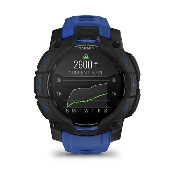 Garmin Instınct3 45mm,AMOLED Blackwith Bolt Blue B - Resim 6