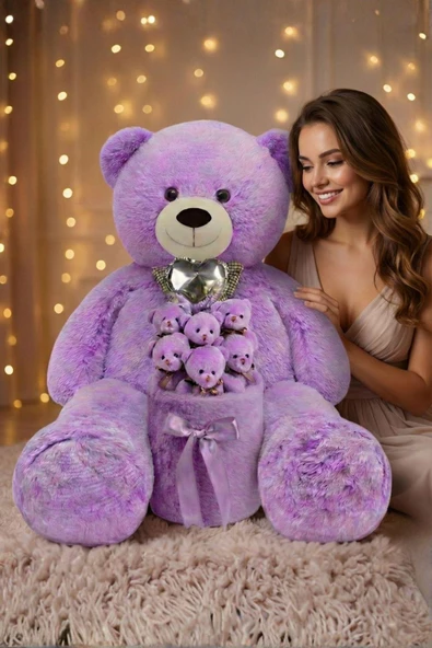 Sevgililer Günü’ne Özel: Premium Kalp Balonlu Deluxe Peluş Mor Ayıcık Buketi – Özel Kutulu Tasarım ürün görseli 1