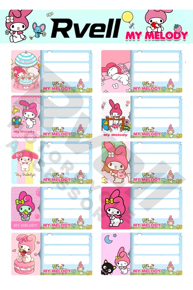 RVELL İSİM ETİKETİ MY MELODY DESENLİ 20 ADET 012 ürün görseli 1