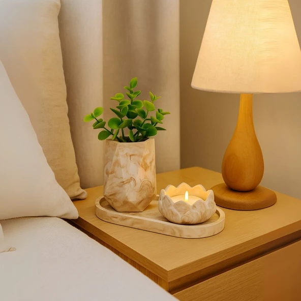 “Marble Touch” 3’lü Beton Dekor Set – Modern & Şık Tasarım ürün görseli 1
