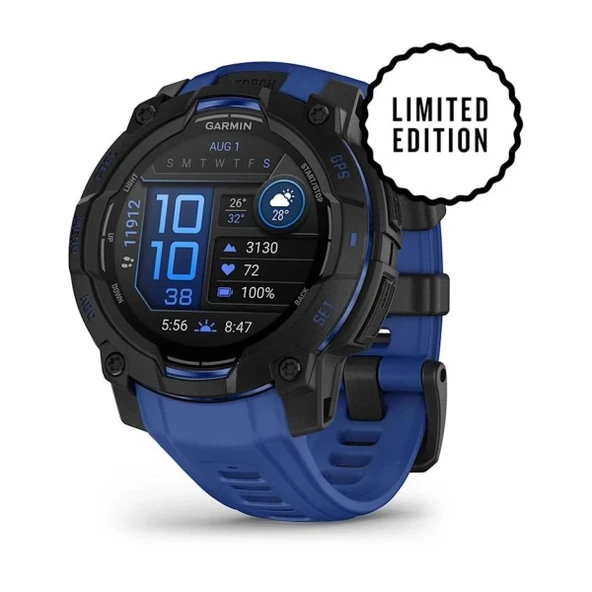 Garmin Instınct3 45mm,AMOLED Blackwith Bolt Blue B - Resim 10