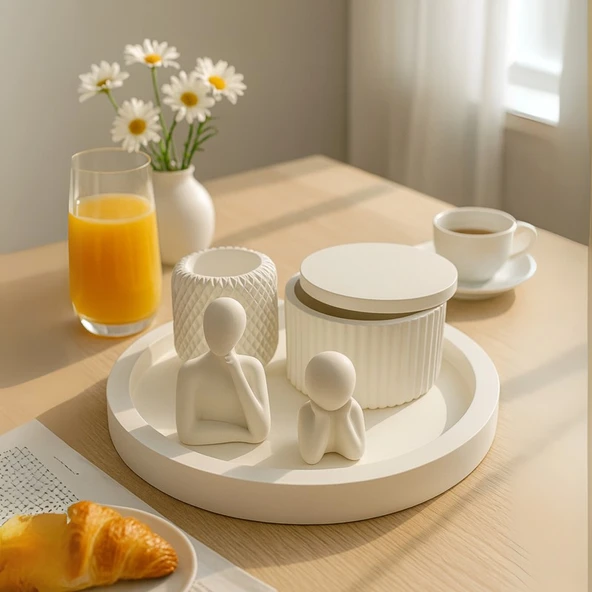 Nevhan Sanat Modern Beyaz Dekoratif Set – 6 Parçalı Şık Tasarım ürün görseli 1
