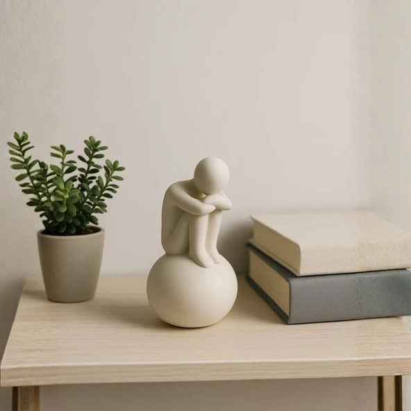 Nevhan Sanat Minimalist Düşünen Figür Biblo – 10 cm | Modern Sanatsal Dekor ürün görseli 1