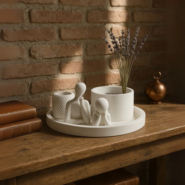 Modern Beyaz Dekoratif Set – 5 Parçalı Minimalist Tasarım ürün görseli 1
