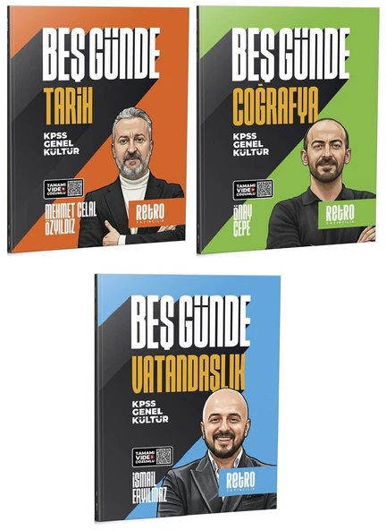 Retro 2026 KPSS Tarih + Coğrafya + Vatandaşlık 5 Beş Günde Kamp Kitabı 3 lü Set Retro Yayıncılık ürün görseli 1