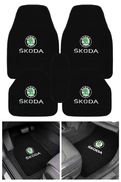 Skoda Uyumlu Nakış İşlemeli 5’li Oto Halı Paspas Seti ürün görseli 1