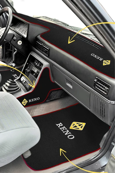 Renault Broadway R9 / R11 Elmas Logolu Oto Halı Paspas & Torpido Koruma Halısı & Vites Konsol Yan Koruma Halısı ürün görseli 1