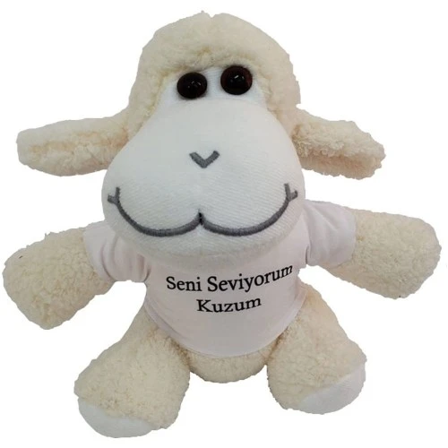 Seni Seviyorum Kuzum Tişörtlü Peluş Kuzu ürün görseli 1
