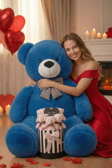 Sevgililer Günü’ne Özel: 90 CM Peluş Ayı & Aynalı Mesajlı Pembe Silindir Ayıcık Buketi | Romantik Sevgiliye Hediye Buket ürün görseli 1