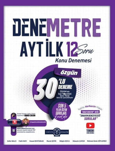 Orijinal YKS AYT İlk 12 Soru 30 lu Konu Denemesi Çözümlü Orijinal Yayınları ürün görseli 1
