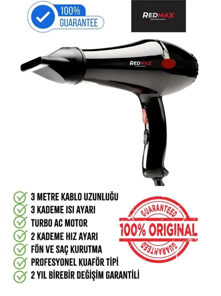 Redmax 6300 Kuaför Tipi Profesyonel Fön Makinesi 2200 Watt ürün görseli 1