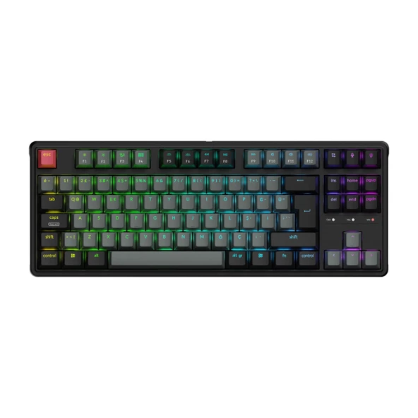 Keychron C3 Pro 8K, klasik TKL (%80) düzenine ve QMK desteği, PBT tuş kapakları, Super Brown Switch ,8000 Hz  Kablolu Özel Siyah Mekanik Klavye (C3PX-H3-TR) ürün görseli 1