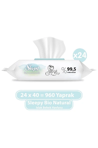 Sleepy Islak Mendil Bio Natural 24x40 (960 yaprak) ürün görseli 1