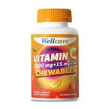 Wellcare Vitamin C 1000Mg + Çinko 15 mg 60 Çiğneme Tableti ürün görseli 1