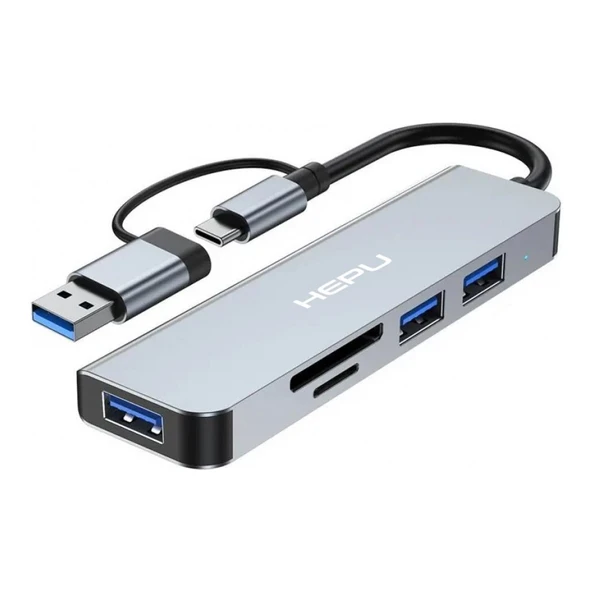 TAPLIN USB C Hub 5 In 1 Alüminyum Type C Hub Multiport Adaptör Sd Tf Kart Okuyucu 5 Port Type C ürün görseli 1
