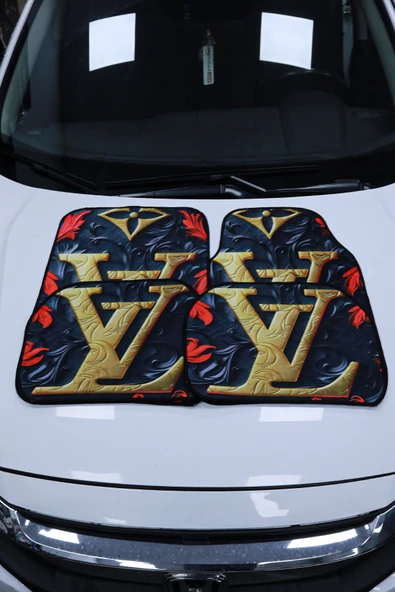 Louis Vuitton Desenli Oto Paspas Leke Tutmaz Dekoratif Araç Paspası ürün görseli 1