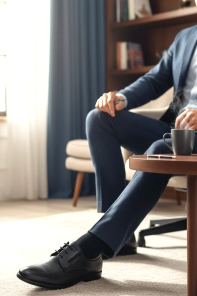 Enoch Hakiki Deri Siyah Ortopedik Comfort Taban Günlük Erkek Ayakkabı ürün görseli 1
