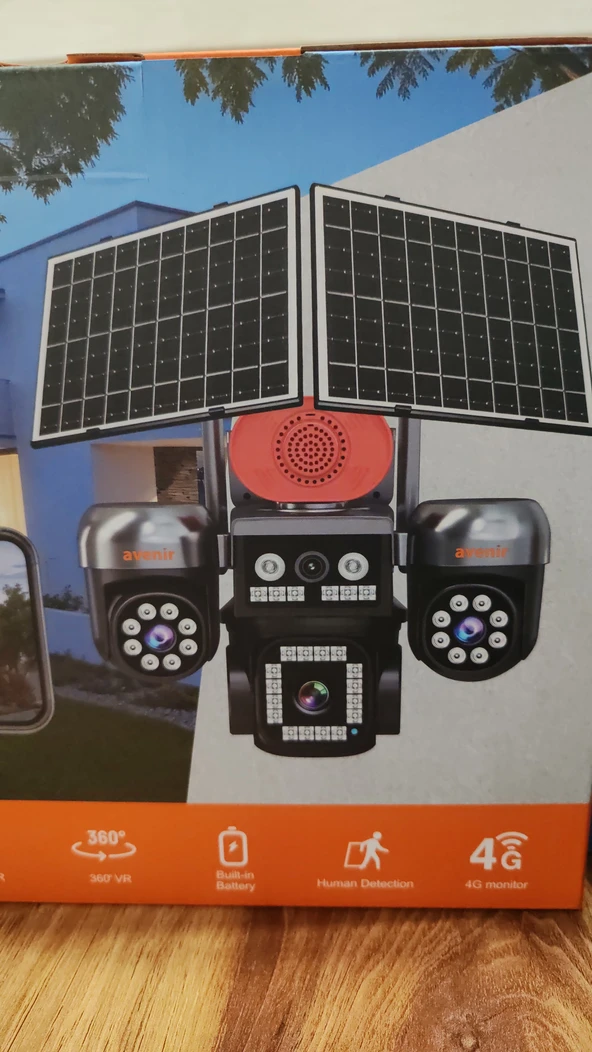 4 Kameralı 3PTZ SOLAR 4G Sim Kartlı GECE GÖRÜŞLÜ 2 GÜNEŞ Panelli GÜVENLİK KAMERASI ürün görseli 1