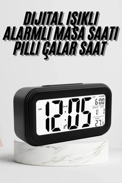Dijital Masa Saati Termometre Takvim Led Ekran Pilli Ev Ofis Masası P121421S1396 ürün görseli 1