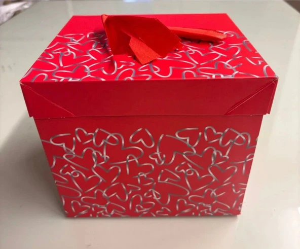 Sevgililer Günü-Kalpli Lüks Karton Hediye Kutusu 15x15cm 1 Adet ürün görseli 1