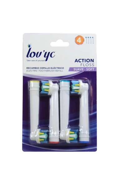 Lovyc Action Floss Yumusak 4Lu Elektrikli Dis Fircasi Yedegi ürün görseli 1
