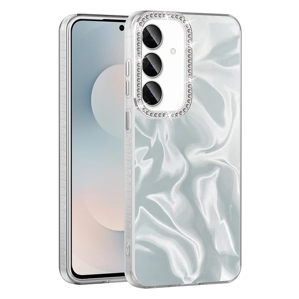 Galaxy S25 FE Kılıf Parlak Kamera Çevresi Taş Tasarımlı Airbagli Esila Kapak ürün görseli 1
