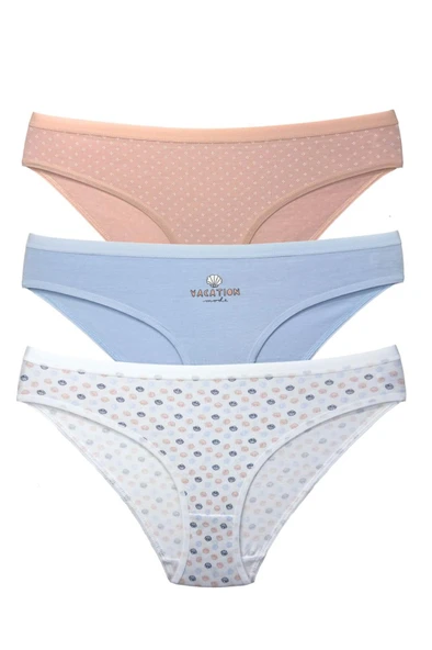 Berrak 3 Lü Paket Çok Renkli Pamuklu Bikini Kadın Külot 11370 ürün görseli 1