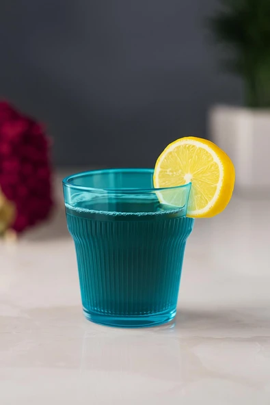 Akrilik Aquamarin 6'lı Kısa Bardak & Su Meşrubat Kahve Yanı Bardağı 300 ml ( Cam Değildir ) ürün görseli 1