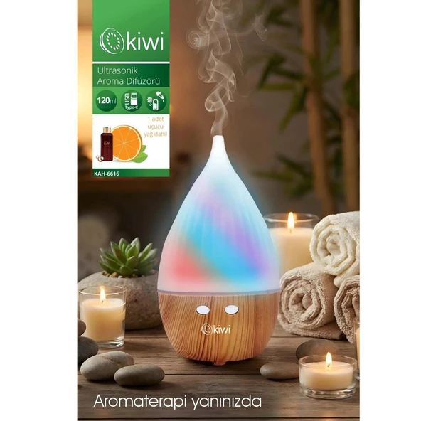 Kiwi KAH-6616 Ultrasonik Aroma Difüzörü 120ml Usb-C Şarjlı ürün görseli 1
