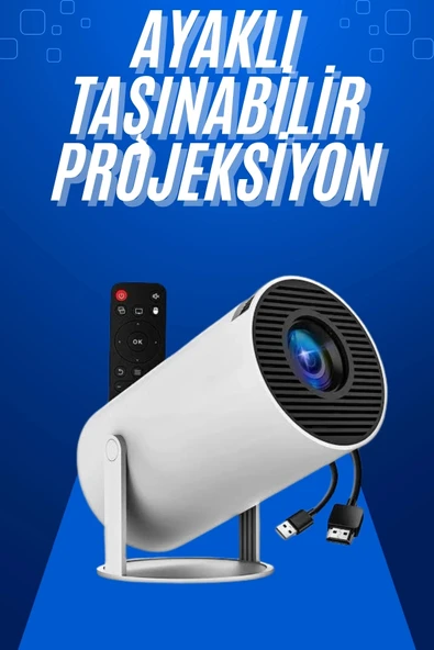 Taşınabilir Projeksiyon Ayaklı Projektör Android Uyumlu HDMI Girişli P122027S5946 ürün görseli 1