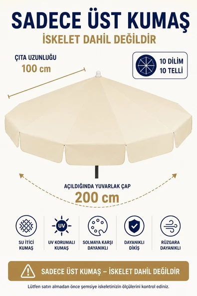 Plaj Şemsiyesi Uyumlu 200/10 Krem Polyester Kumaş ürün görseli 1