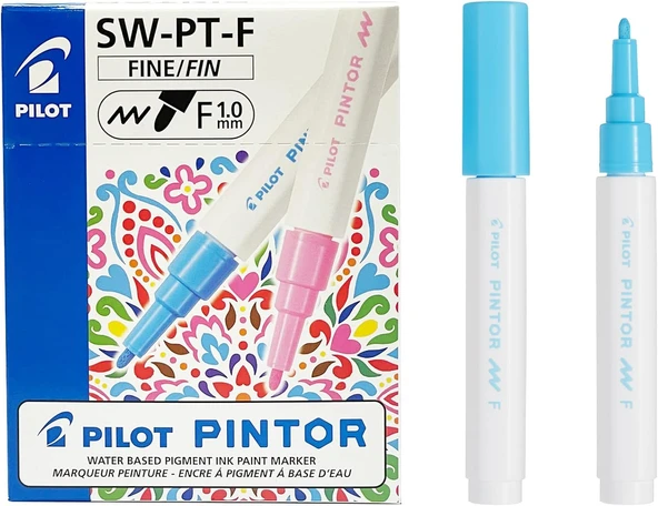 Pilot Pintor Keçeli Markör Dekor Boya Kalemi (F) Pastel Mavi Sw-Pt-F-Pl (6 Lı Paket) ürün görseli 1