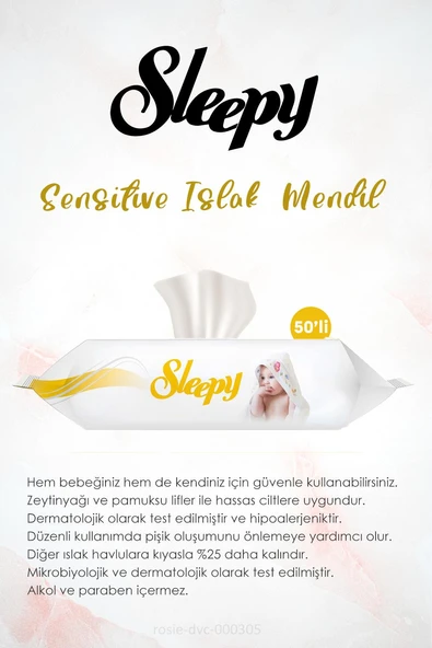 Sleepy 25'li Sensitive 12 AL 11 ÖDE Islak Havlu, ROSIE hediye ürün görseli 1