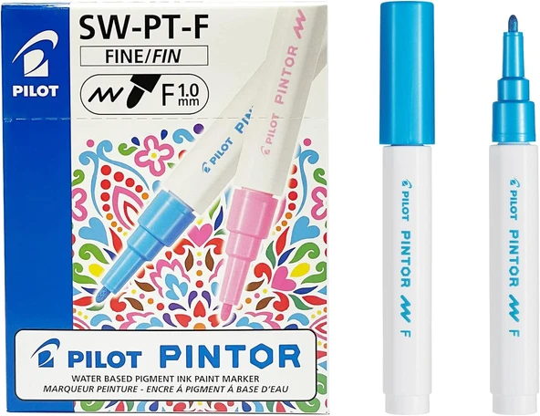Pilot Pintor Keçeli Markör Dekor Boya Kalemi (F) Metalik Mavi Sw-Pt-F-Ml (6 Lı Paket) ürün görseli 1